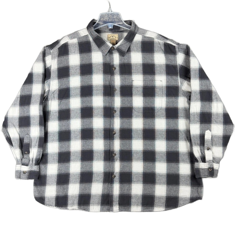 Blue Mountain Men 3XL Flannel Shirt Black White Plaid Button Down Outdoor Casual